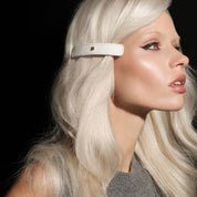 Hair Barrette Leather White